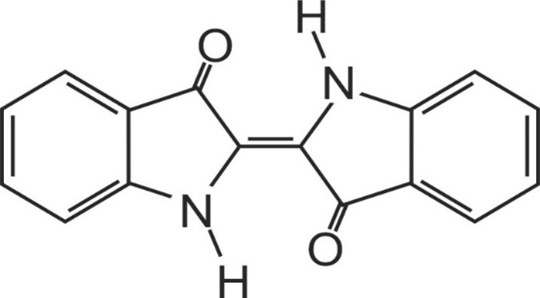 Chemical structure of the dye Indigo.