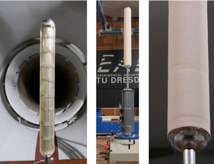 Testing equipment for measurement of the drag coefficient at different Reynolds numbers in a wind tunnel